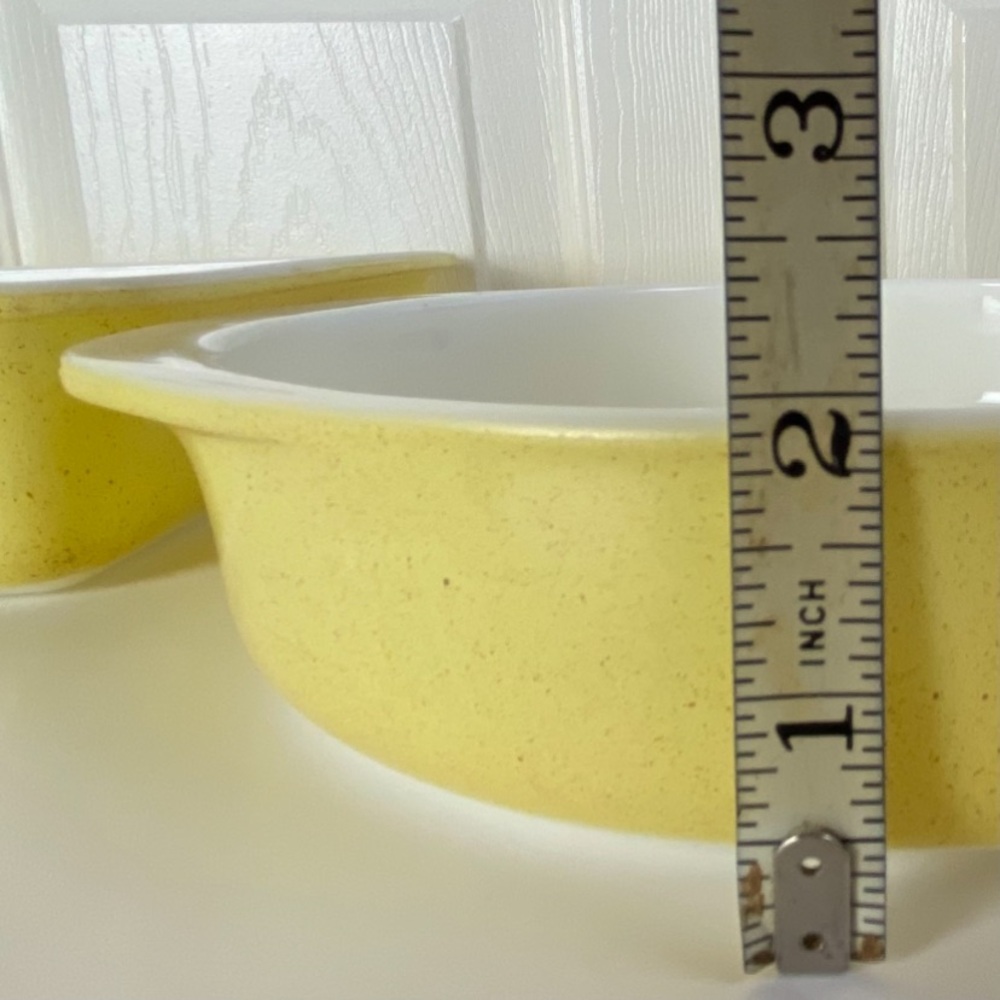 2 Rare Vintage Pyrex 1955-56 Yellow Speckled Desert Dawn Series Baking Dishes - Picture 4 of 16